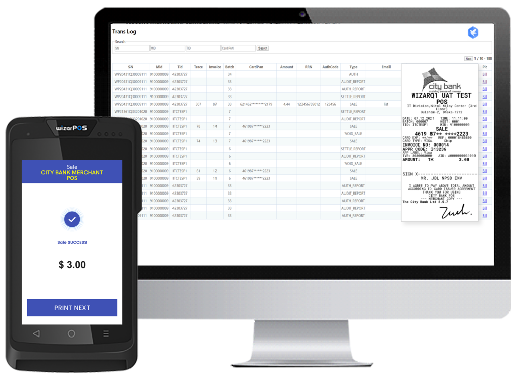 The same information and layout as the printed copies Easy uploads to the server Extensive communications through phones or emails Voice-command transaction outcomes (success or decline)
